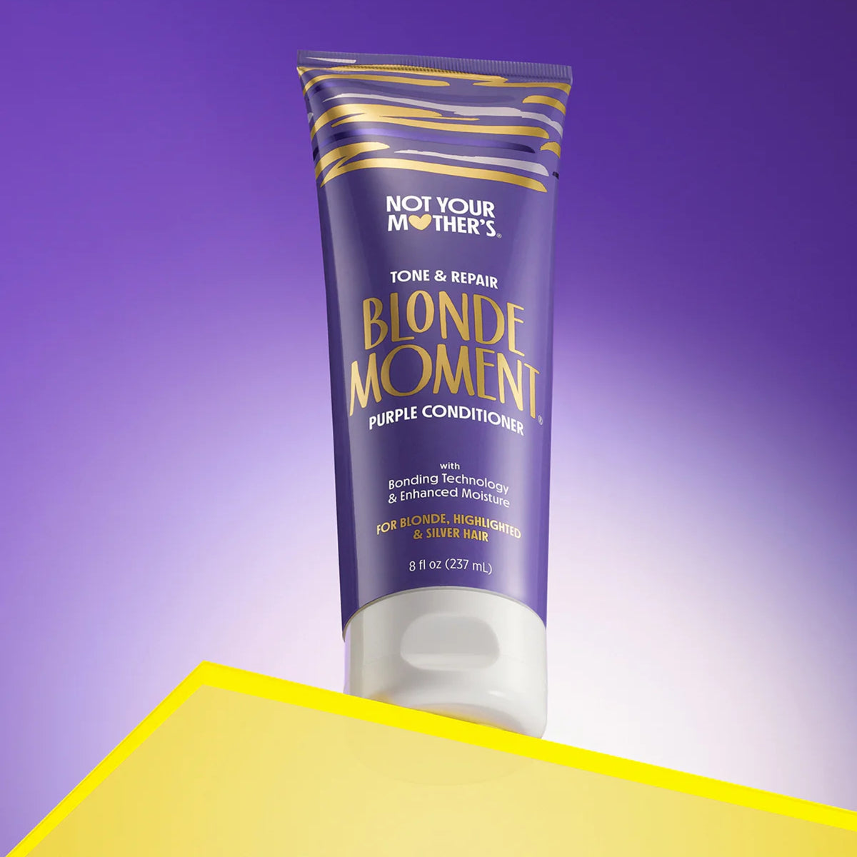 Not Your Mother's Blonde Moment lilla conditioner i lilla tube med guld, til blondt og sølvfarvet hår.